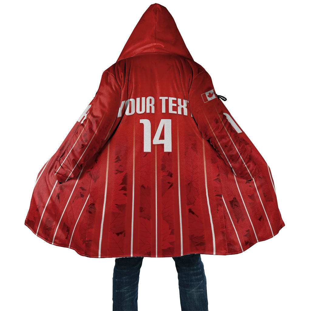Custom Canada Rugby 2026 Cloak Maple Leaf Striped Line Style