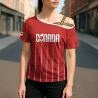 Custom Canada Rugby 2026 Cross Shoulder Shirt Maple Leaf Striped Line Style