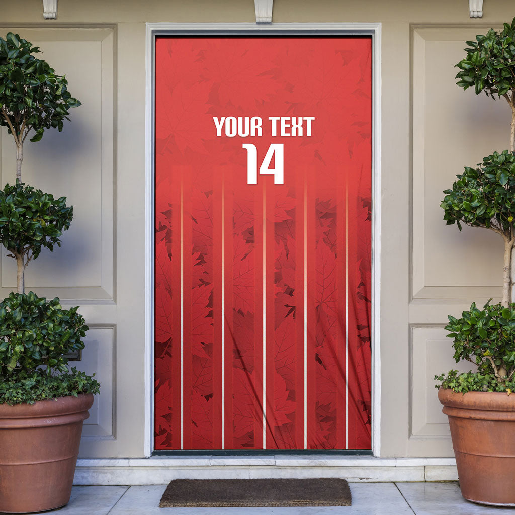 Custom Canada Rugby 2026 Door Cover Maple Leaf Striped Line Style