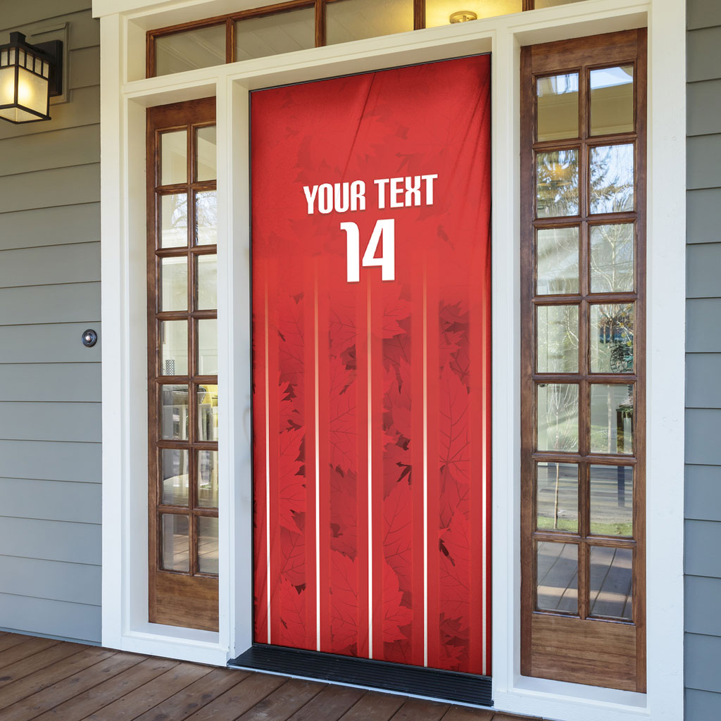 Custom Canada Rugby 2026 Door Cover Maple Leaf Striped Line Style