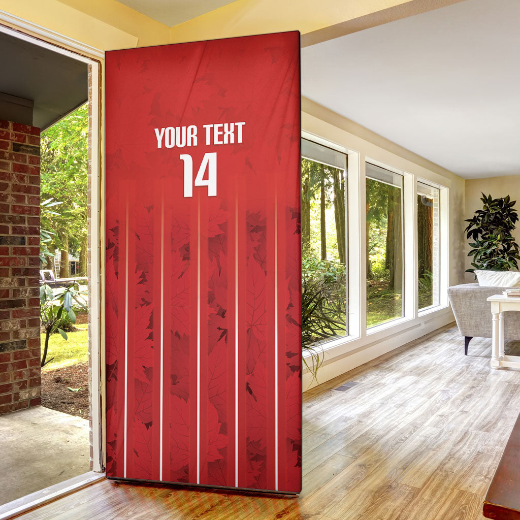 Custom Canada Rugby 2026 Door Cover Maple Leaf Striped Line Style