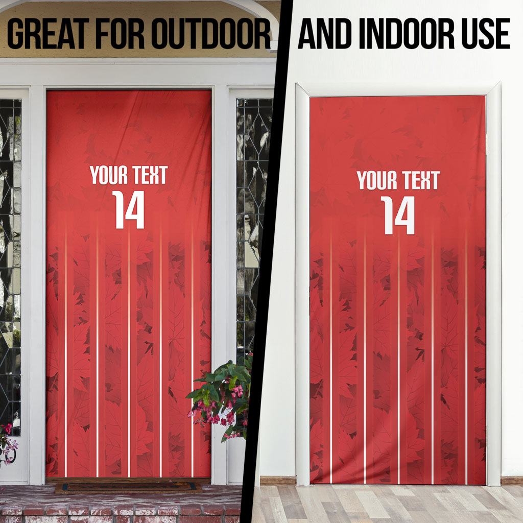 Custom Canada Rugby 2026 Door Cover Maple Leaf Striped Line Style