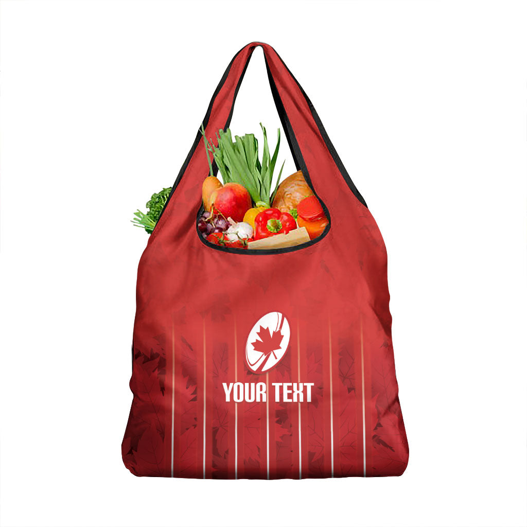 Custom Canada Rugby 2026 Grocery Bag Maple Leaf Striped Line Style
