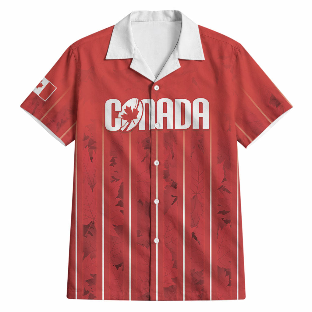 Custom Canada Rugby 2026 Hawaiian Shirt Maple Leaf Striped Line Style