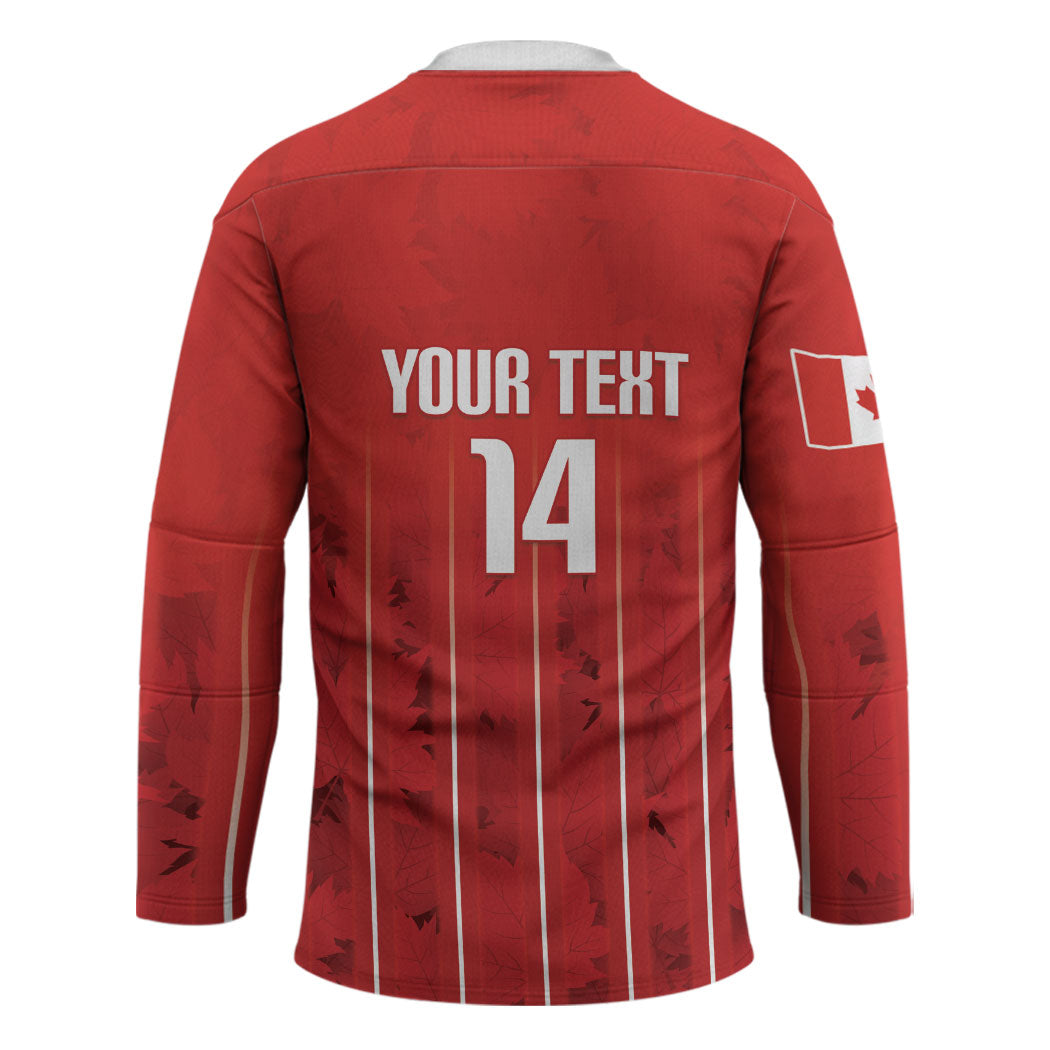 Custom Canada Rugby 2026 Hockey Jersey Maple Leaf Striped Line Style