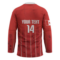 Custom Canada Rugby 2026 Hockey Jersey Maple Leaf Striped Line Style