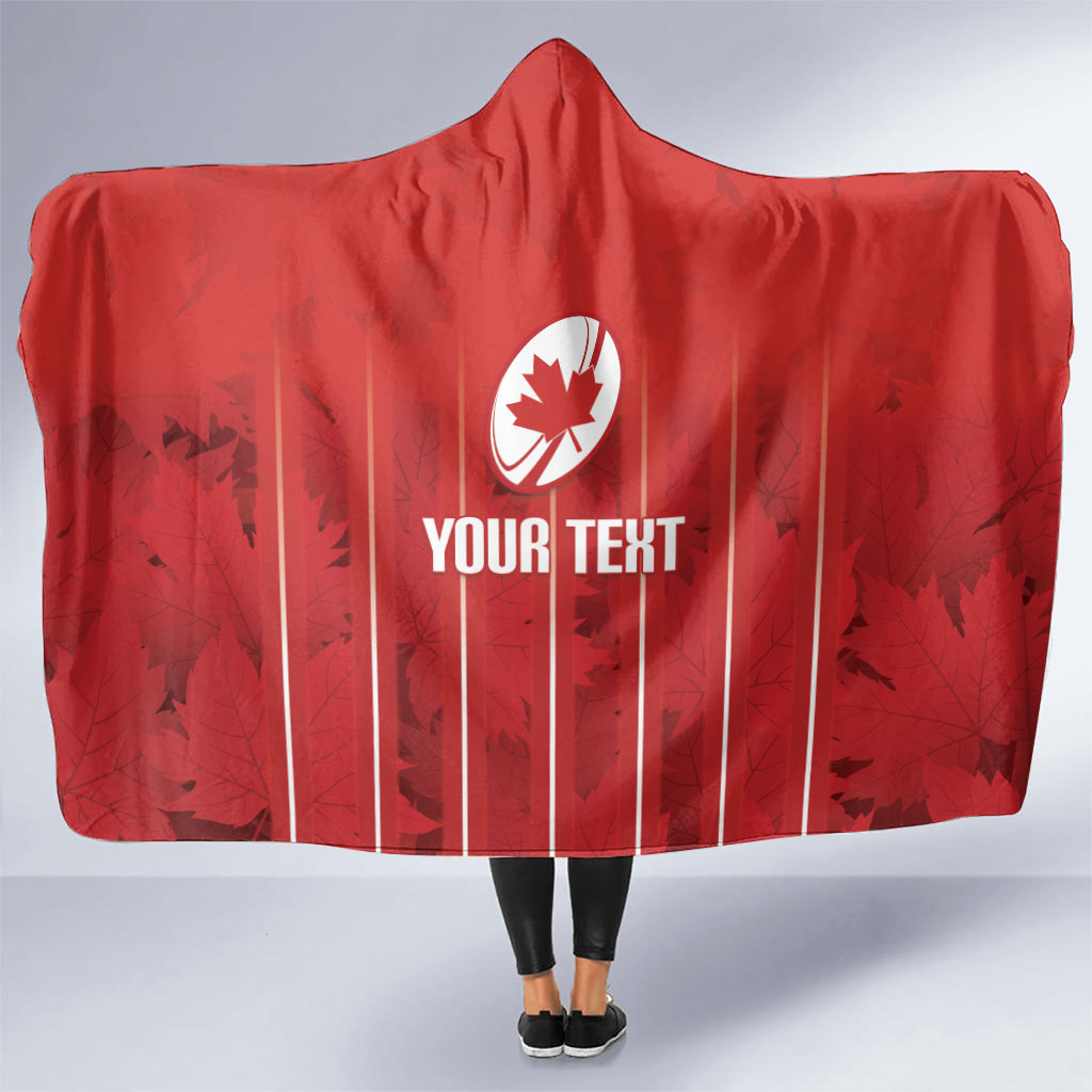 Custom Canada Rugby 2026 Hooded Blanket Maple Leaf Striped Line Style