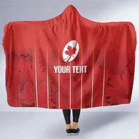 Custom Canada Rugby 2026 Hooded Blanket Maple Leaf Striped Line Style