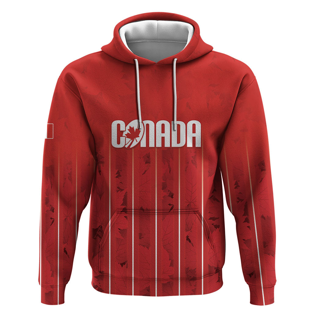Custom Canada Rugby 2026 Hoodie Maple Leaf Striped Line Style