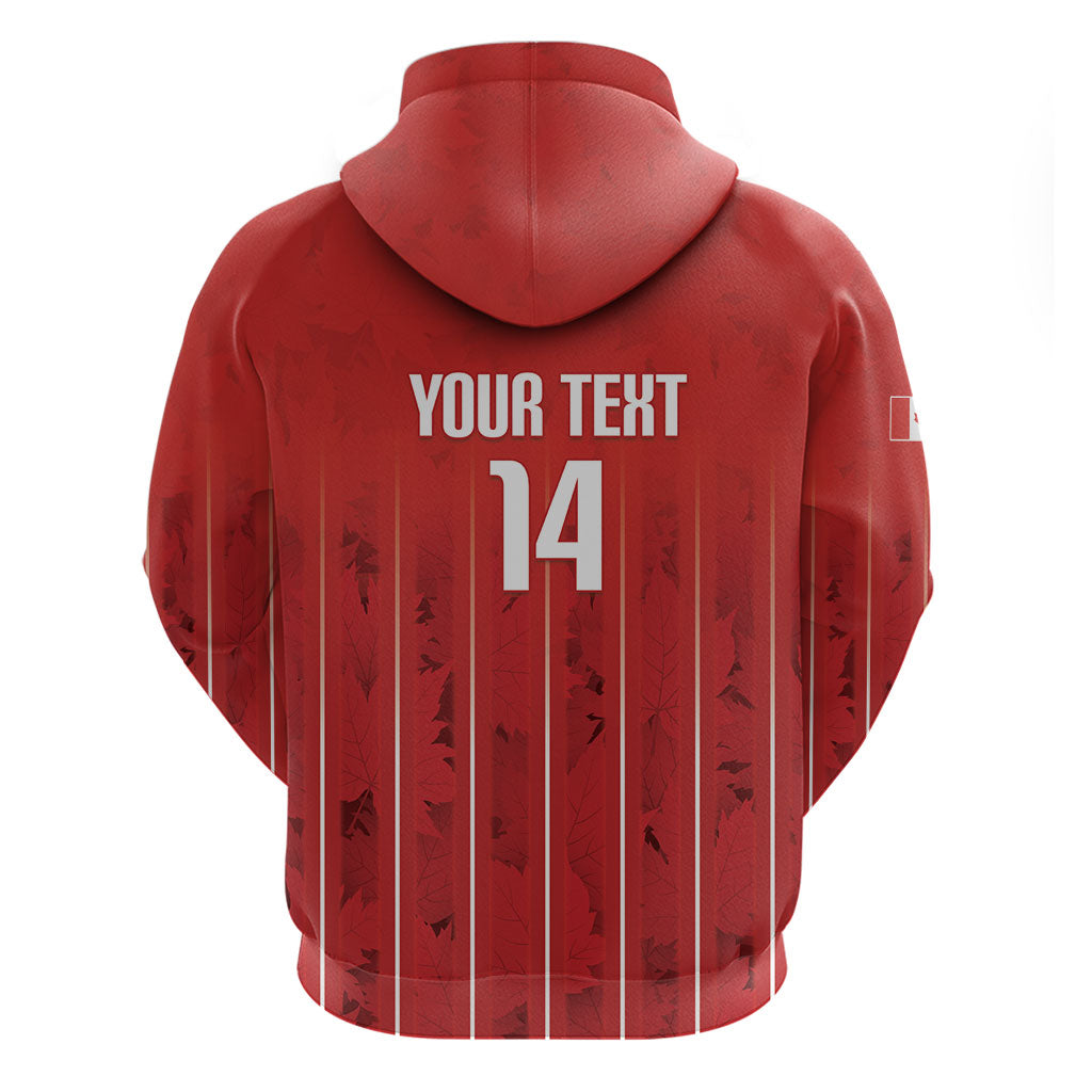 Custom Canada Rugby 2026 Hoodie Maple Leaf Striped Line Style