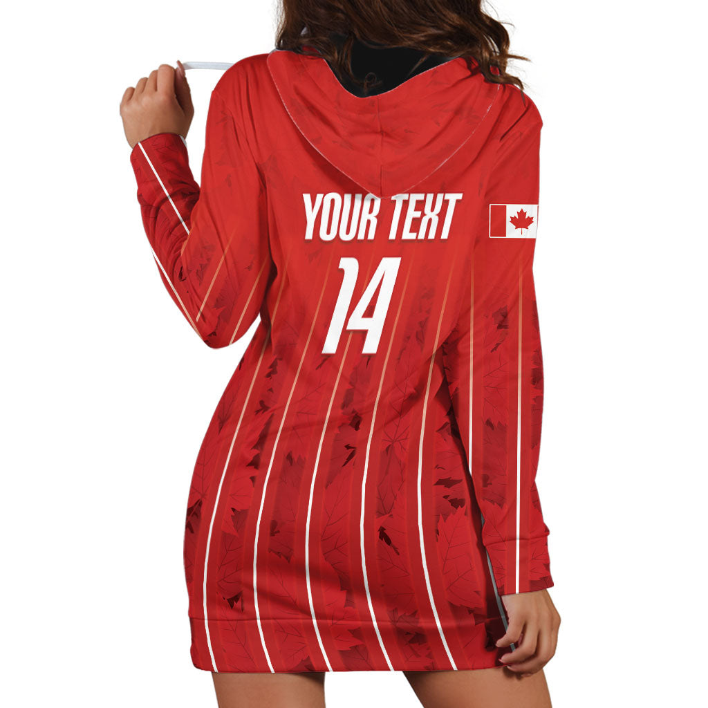 Custom Canada Rugby 2026 Hoodie Dress Maple Leaf Striped Line Style