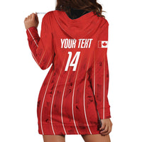Custom Canada Rugby 2026 Hoodie Dress Maple Leaf Striped Line Style