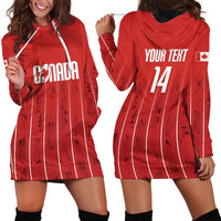 Custom Canada Rugby 2026 Hoodie Dress Maple Leaf Striped Line Style