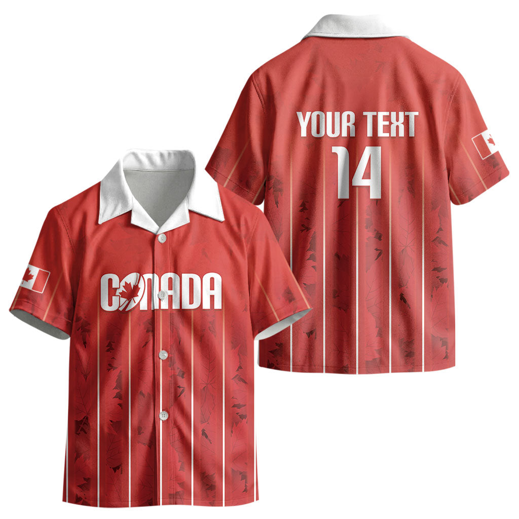 Custom Canada Rugby 2026 Kid Hawaiian Shirt Maple Leaf Striped Line Style