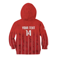 Custom Canada Rugby 2026 Kid Hoodie Maple Leaf Striped Line Style