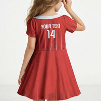 Custom Canada Rugby 2026 Kid Short Sleeve Dress Maple Leaf Striped Line Style