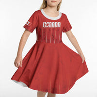 Custom Canada Rugby 2026 Kid Short Sleeve Dress Maple Leaf Striped Line Style