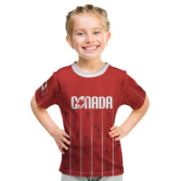 Custom Canada Rugby 2026 Kid T Shirt Maple Leaf Striped Line Style