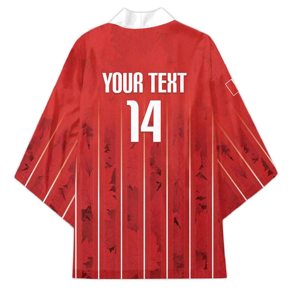 Custom Canada Rugby 2026 Kimono Maple Leaf Striped Line Style