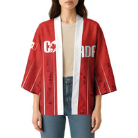 Custom Canada Rugby 2026 Kimono Maple Leaf Striped Line Style