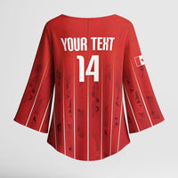 Custom Canada Rugby 2026 Kimono Sleeve Blouse Maple Leaf Striped Line Style