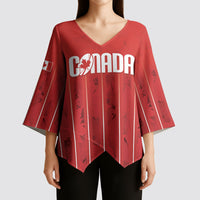 Custom Canada Rugby 2026 Kimono Sleeve Blouse Maple Leaf Striped Line Style