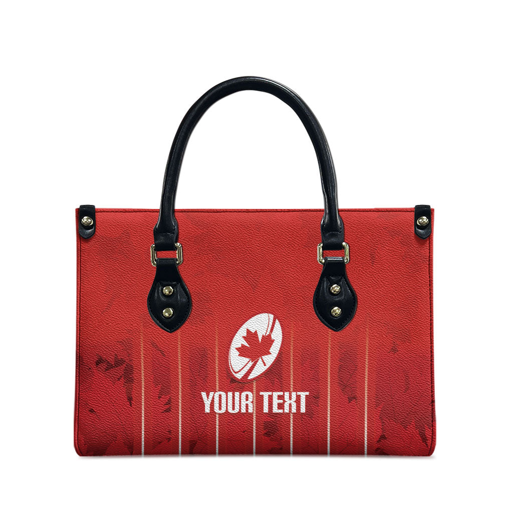 Custom Canada Rugby 2026 Leather Bag Maple Leaf Striped Line Style