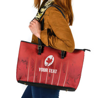 Custom Canada Rugby 2026 Leather Tote Bag Maple Leaf Striped Line Style