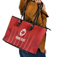 Custom Canada Rugby 2026 Leather Tote Bag Maple Leaf Striped Line Style