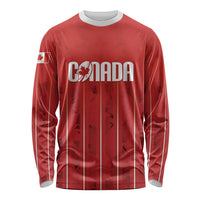 Custom Canada Rugby 2026 Long Sleeve Shirt Maple Leaf Striped Line Style