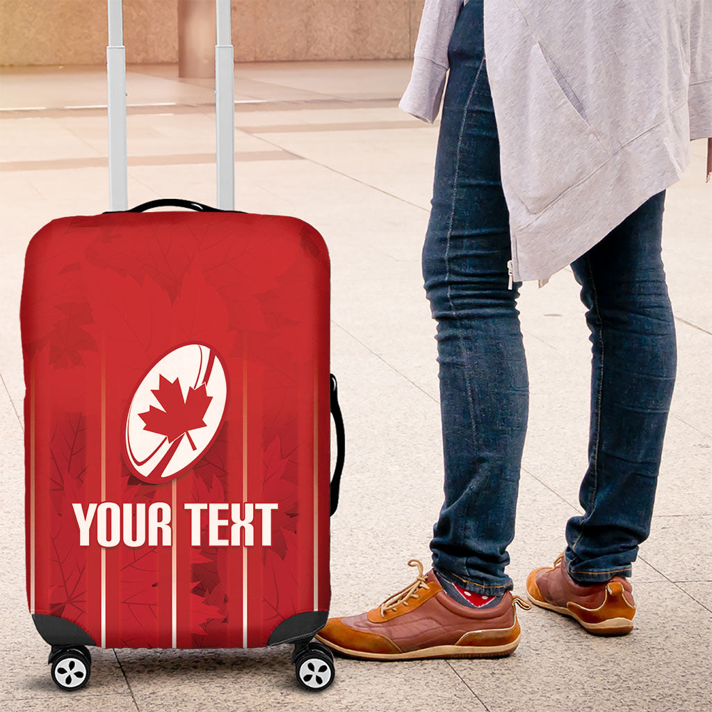 Custom Canada Rugby 2026 Luggage Cover Maple Leaf Striped Line Style