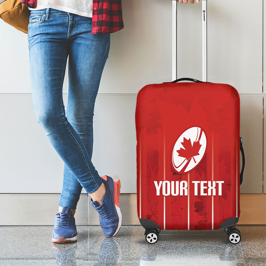 Custom Canada Rugby 2026 Luggage Cover Maple Leaf Striped Line Style