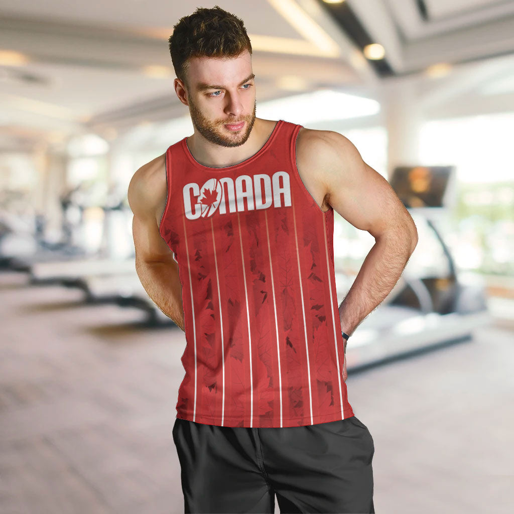 Custom Canada Rugby 2026 Men Tank Top Maple Leaf Striped Line Style