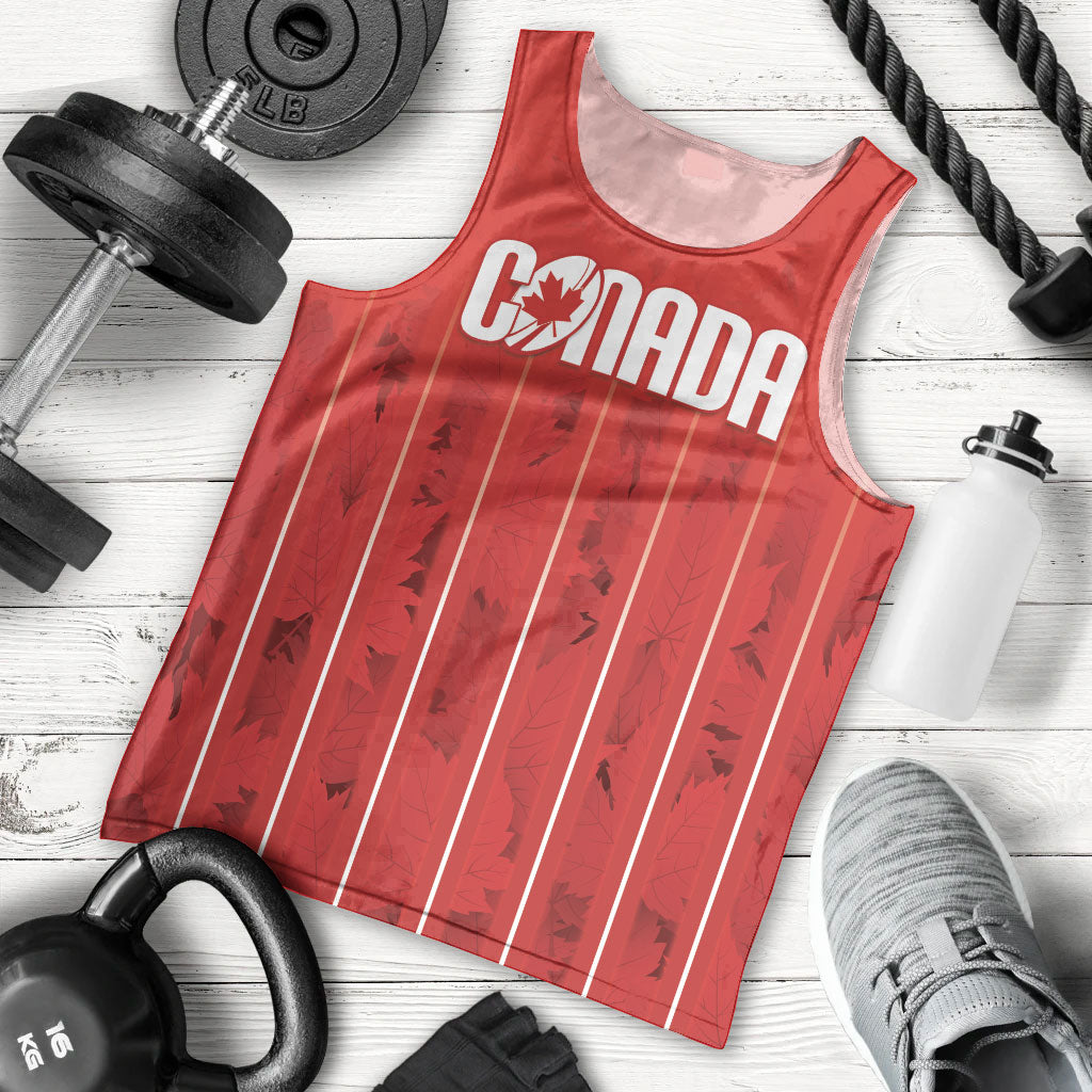 Custom Canada Rugby 2026 Men Tank Top Maple Leaf Striped Line Style