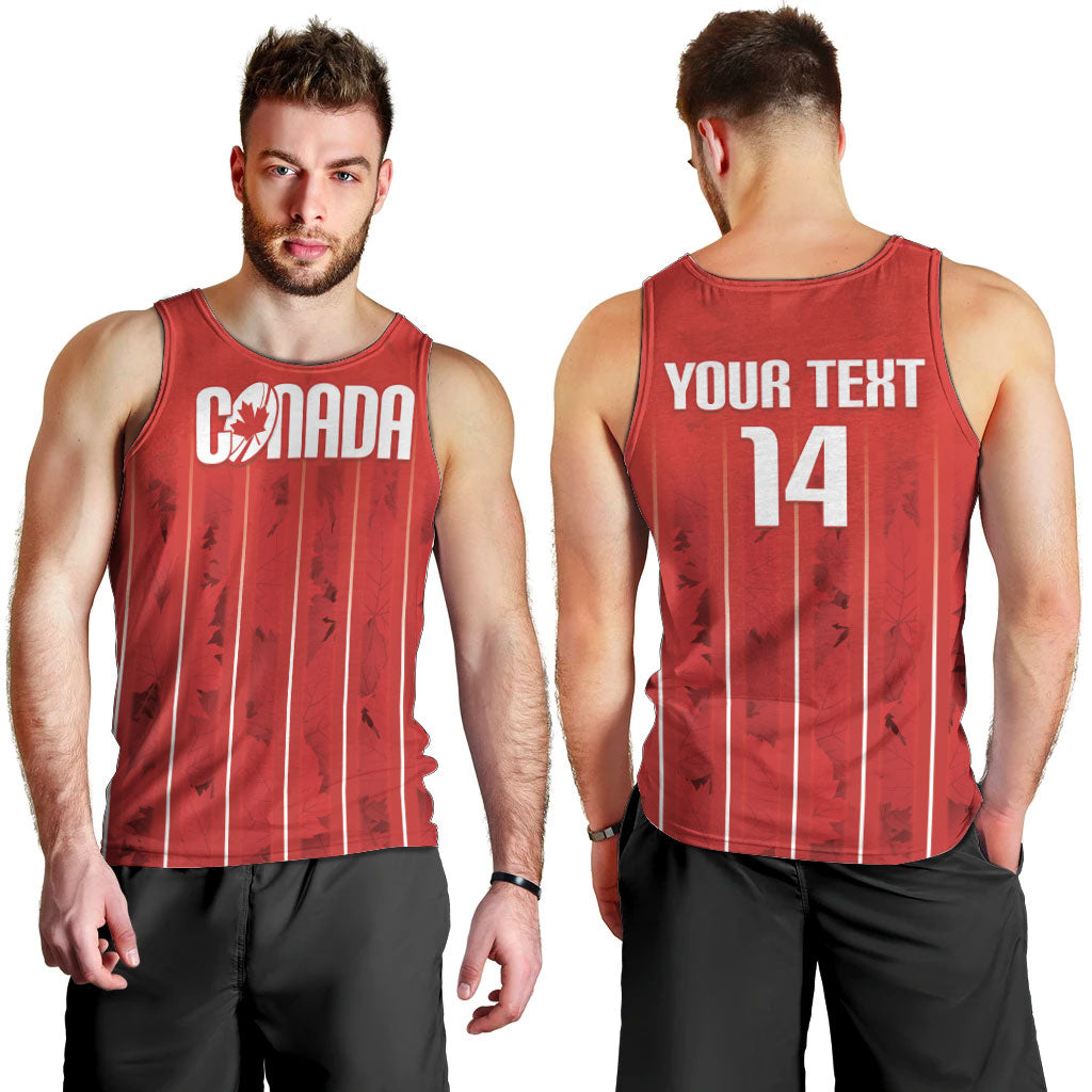 Custom Canada Rugby 2026 Men Tank Top Maple Leaf Striped Line Style