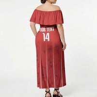 Custom Canada Rugby 2026 Off Shoulder Maxi Dress Maple Leaf Striped Line Style