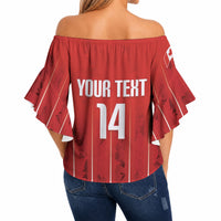 Custom Canada Rugby 2026 Off Shoulder Wrap Waist Top Maple Leaf Striped Line Style