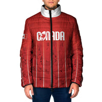 Custom Canada Rugby 2026 Padded Jacket Maple Leaf Striped Line Style