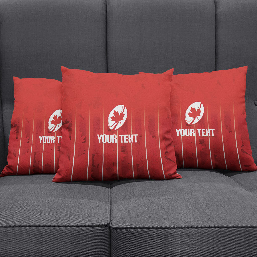 Custom Canada Rugby 2026 Pillow Cover Maple Leaf Striped Line Style