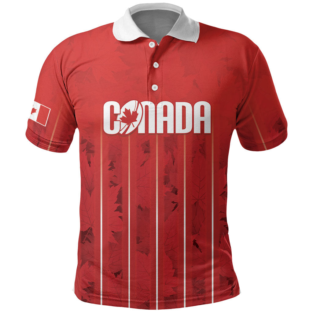 Custom Canada Rugby 2026 Polo Shirt Maple Leaf Striped Line Style