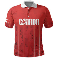 Custom Canada Rugby 2026 Polo Shirt Maple Leaf Striped Line Style