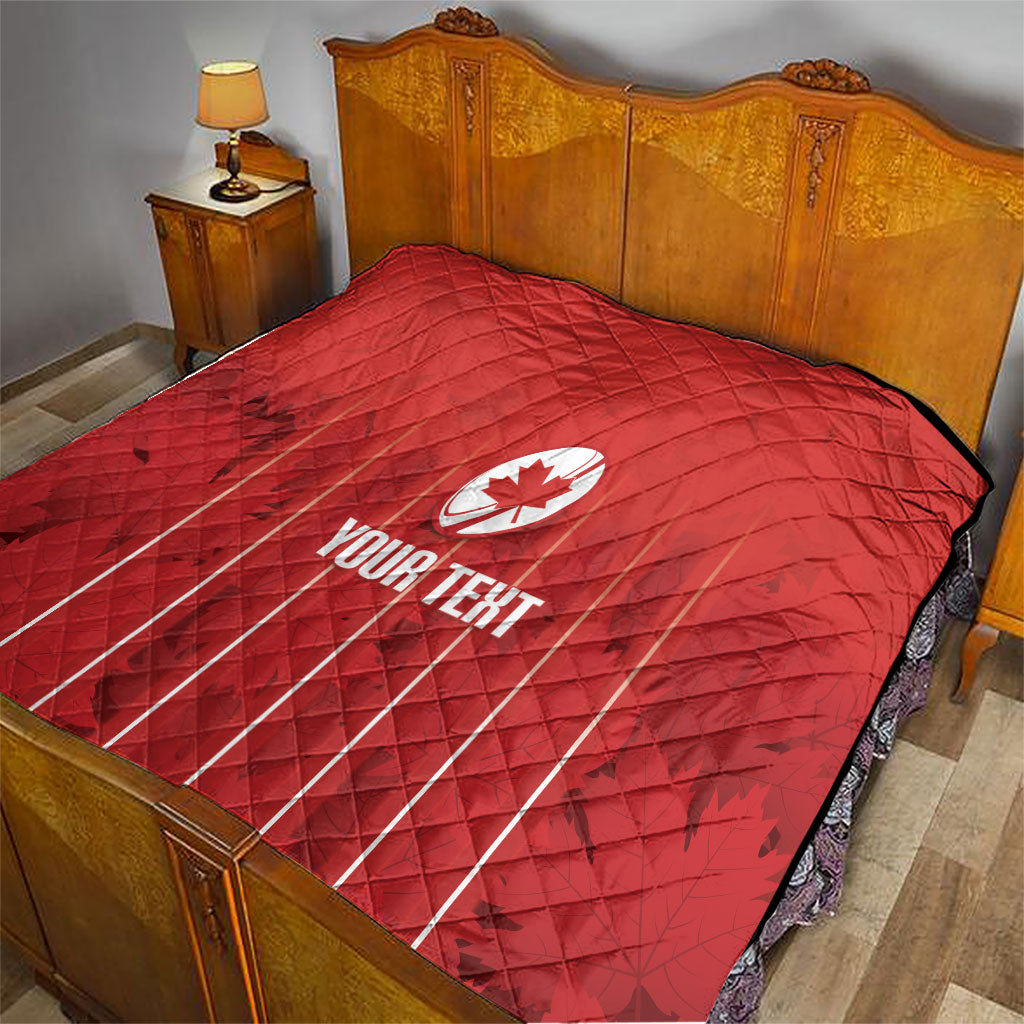 Custom Canada Rugby 2026 Quilt Maple Leaf Striped Line Style