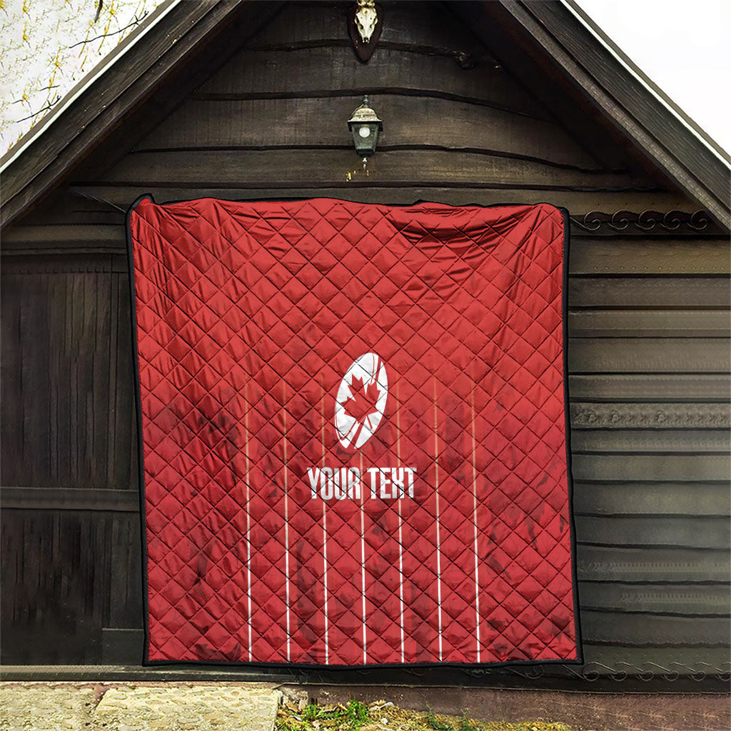 Custom Canada Rugby 2026 Quilt Maple Leaf Striped Line Style
