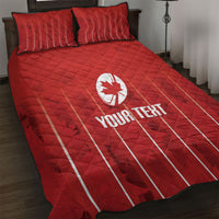 Custom Canada Rugby 2026 Quilt Bed Set Maple Leaf Striped Line Style