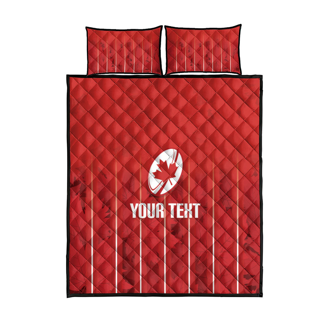 Custom Canada Rugby 2026 Quilt Bed Set Maple Leaf Striped Line Style