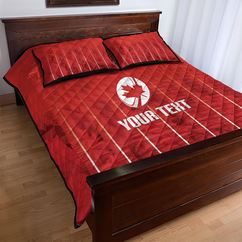 Custom Canada Rugby 2026 Quilt Bed Set Maple Leaf Striped Line Style