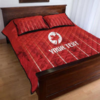 Custom Canada Rugby 2026 Quilt Bed Set Maple Leaf Striped Line Style