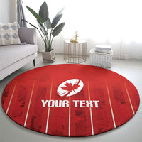Custom Canada Rugby 2026 Round Carpet Maple Leaf Striped Line Style