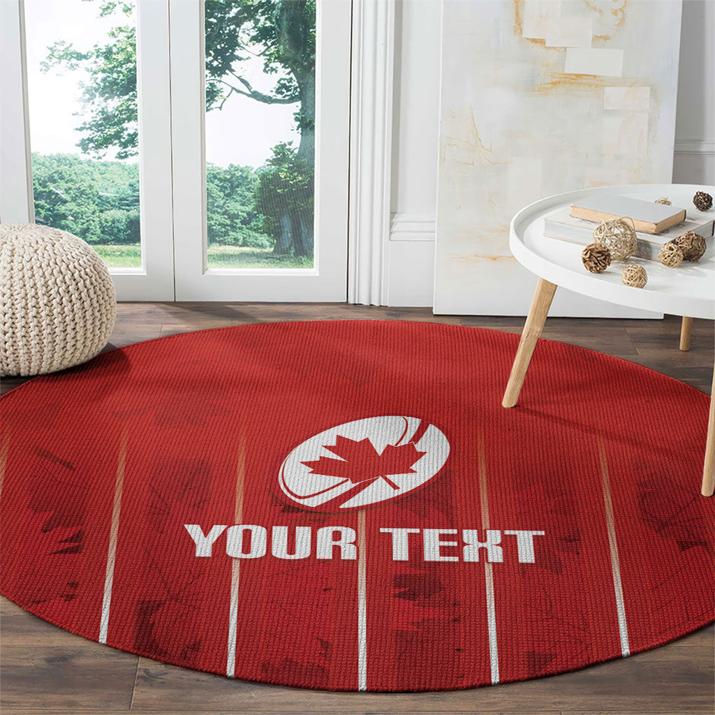 Custom Canada Rugby 2026 Round Carpet Maple Leaf Striped Line Style