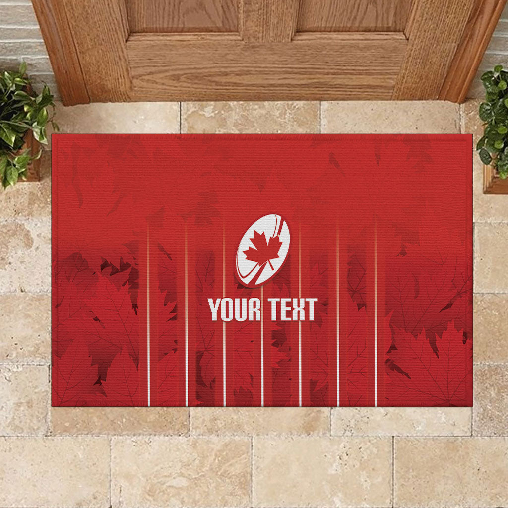 Custom Canada Rugby 2026 Rubber Doormat Maple Leaf Striped Line Style